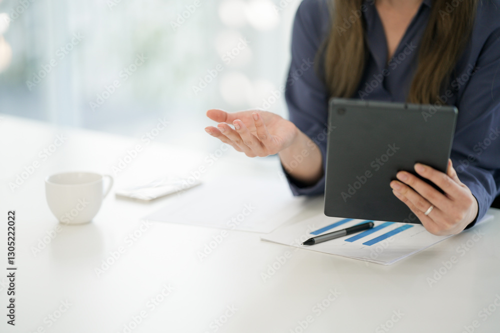 Business people working on digital tablet technology data communication Business people working on digital tablet technology data communication