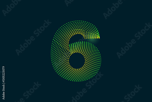 Creative style Number six (6) abstract vector illustration isolated on dark background - EPS 10