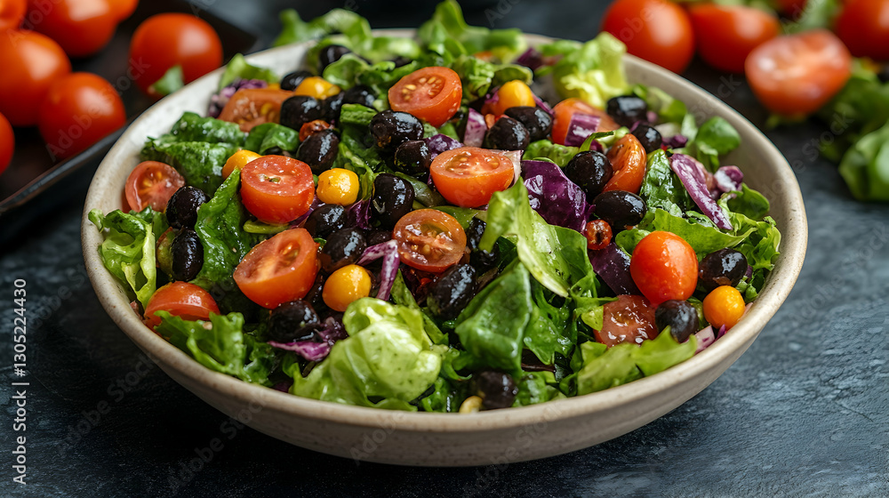 Colorful Black Bean Salad on Dark Stone Colorful Black Bean Salad on Dark Stone