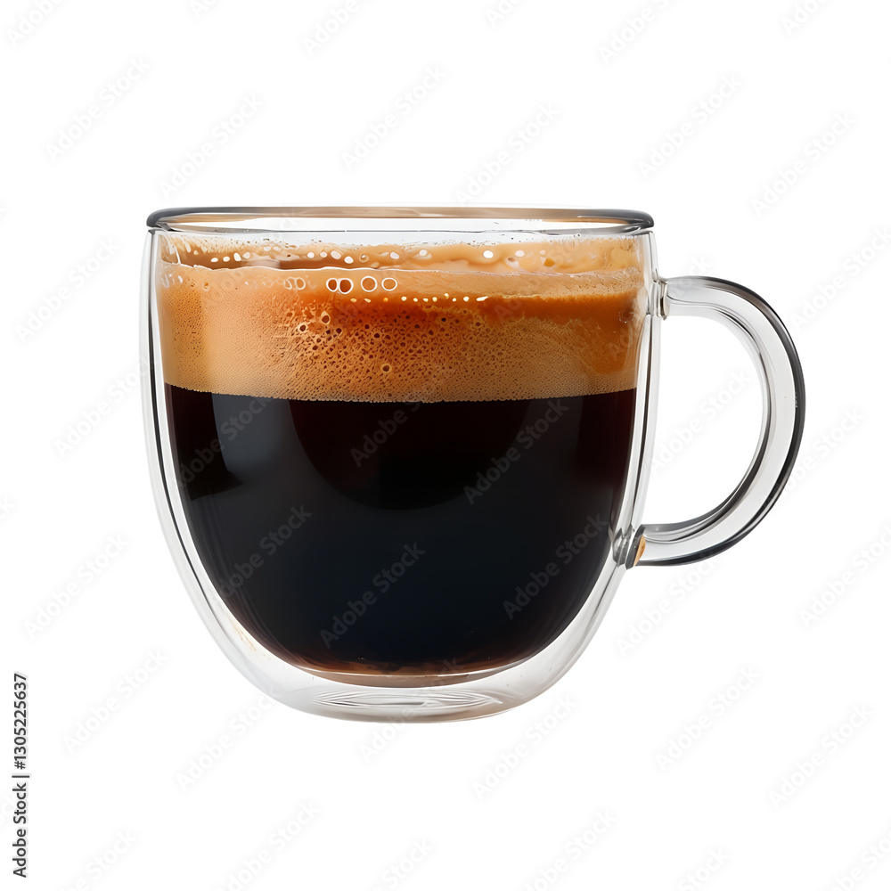 Naklejka premium Aromatic Espresso in a Transparent Double-Walled Mug