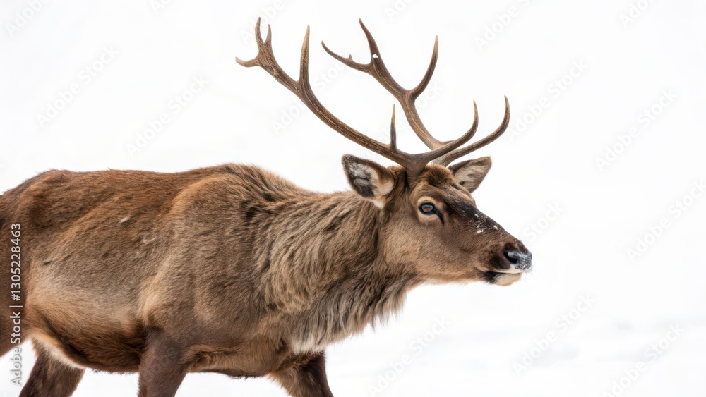 Fototapeta premium Male Deer on White Background