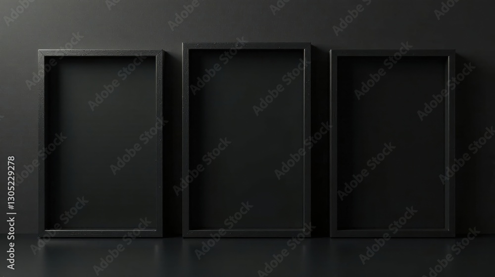 Three Dark Rectangular Frames Against a Monochromatic Background, Ready for Your Creative Presentation or Design Elements Three Dark Rectangular Frames Against a Monochromatic Background, Ready for Your Creative Presentation or Design Elements
