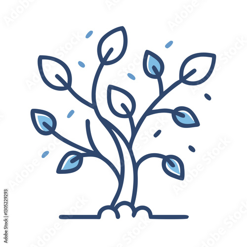 International Youth Day Tree with growing leaves, line icon