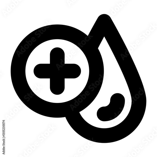 A health-focused oil drop icon with a plus sign symbolizing beneficial fats omega-3 or nutritional enhancement.