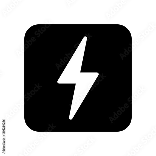 icon a bold lightning bolt inside a square, symbolizing energy power electricity or high performance.