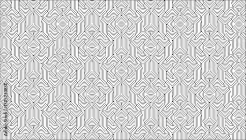 Black and White Swirling Pattern - Organic Curved Lines with Grid Structure - Seamless Repeating Design