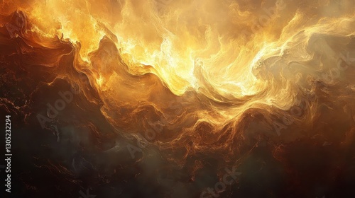 Luminous backdrop with glowing golden mist swirling over brown and rust-colored background