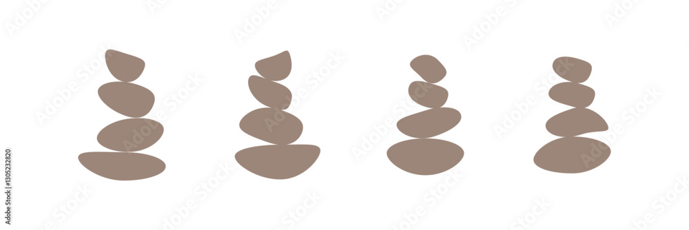 Balancing stone icons set. Set of different stones balancing on top of each other creating zen atmosphere, perfect illustration for relaxation or meditation Balancing stone icons set. Set of different stones balancing on top of each other creating zen atmosphere, perfect illustration for relaxation or meditation