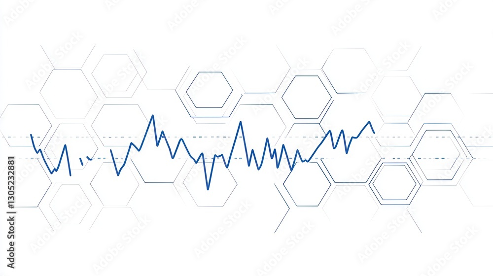 Naklejka premium Abstract stock chart design with hexagonal grid