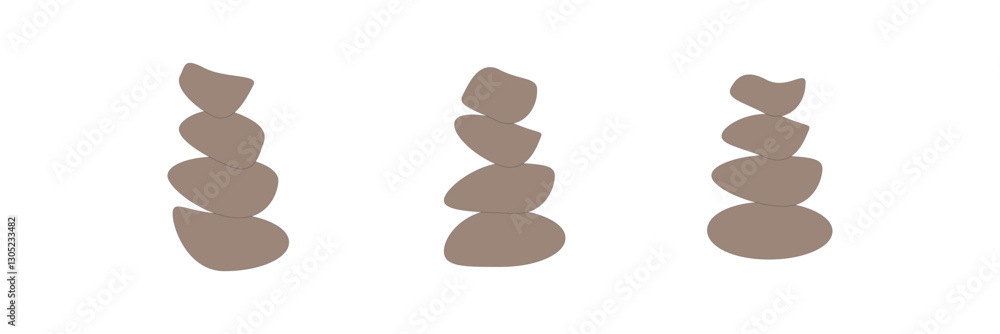 Zen stones logo template vector illustration. Balance rocks logotype concept. Smooth pebble sign set for spa, wellness, beauty designs, business cards, company branding. Black, white meditation icons Zen stones logo template vector illustration. Balance rocks logotype concept. Smooth pebble sign set for spa, wellness, beauty designs, business cards, company branding. Black, white meditation icons