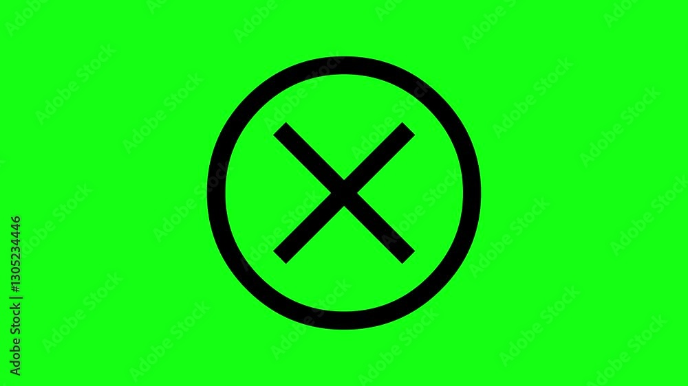 Cross X mark icons. U nick 4K video on green background Cross X mark icons. U nick 4K video on green background