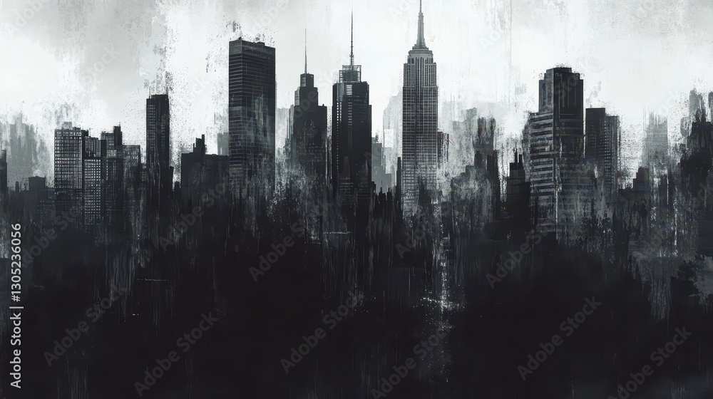 Fototapeta premium Backdrop of a metropolis with classic newspaper print style and subtle halftone patterns