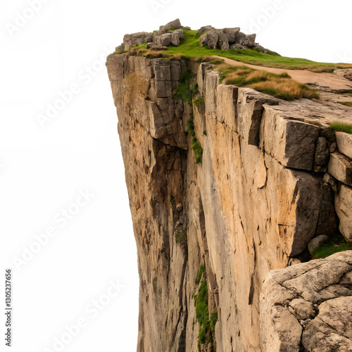 a rugged cliff edge isolated on white background