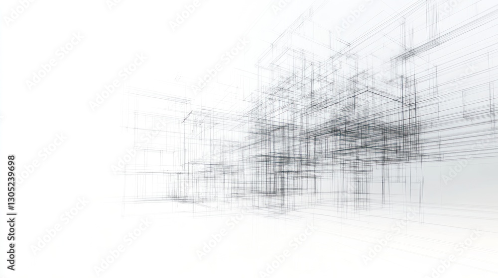 Architectural Blueprint, Empty Building Structure, Cityscape Sketch Architectural Blueprint, Empty Building Structure, Cityscape Sketch