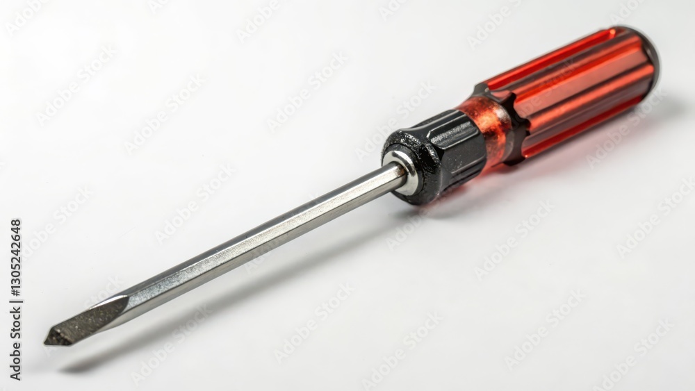 Red-handled Screwdriver on White Background Red-handled Screwdriver on White Background
