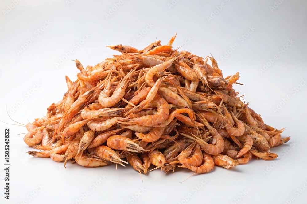 Obraz premium Dried Shrimp Heap, Close-Up, Culinary Ingredient, Seafood, Asian Cuisine