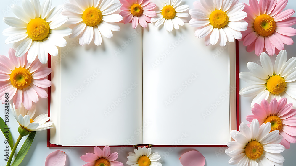 spring daisies surround blank book delicate petals soft colors beautiful yet simple floral spring daisies surround blank book delicate petals soft colors beautiful yet simple floral