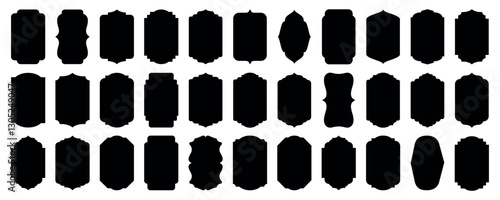 Ornamental label frames,  collection of retro labels, badges and banners vector decorative elements. Black Stickers and Label Frames Set, writing area aging style writing area,