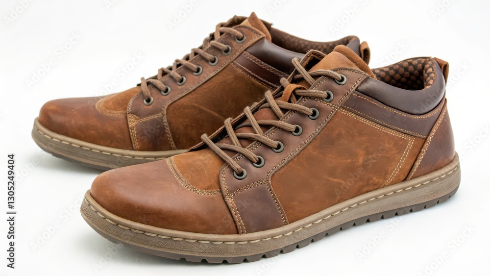 Brown Leather Shoes on White Background Brown Leather Shoes on White Background