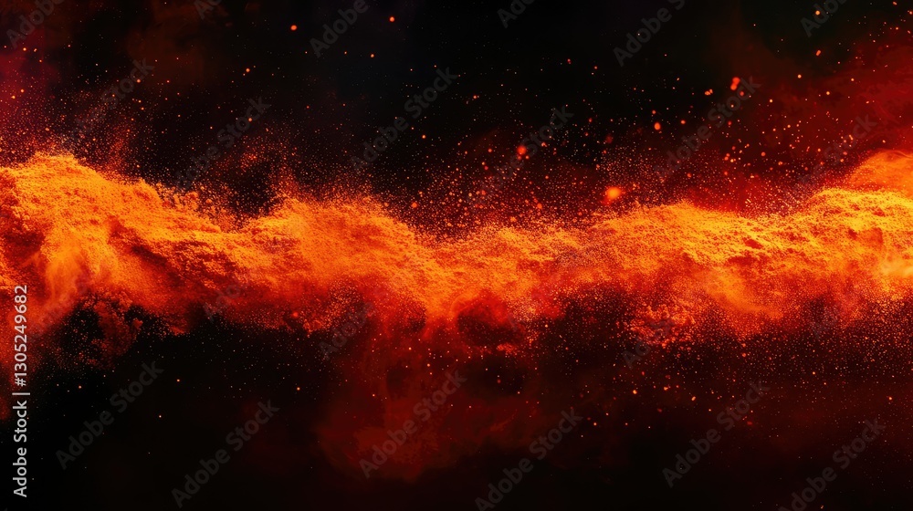 Vibrant and Fiery Abstract Background with Glittering Dust Particles, Ideal for Artistic Displays, Digital Media, and Creative Projects Focusing on Passion and Energy
