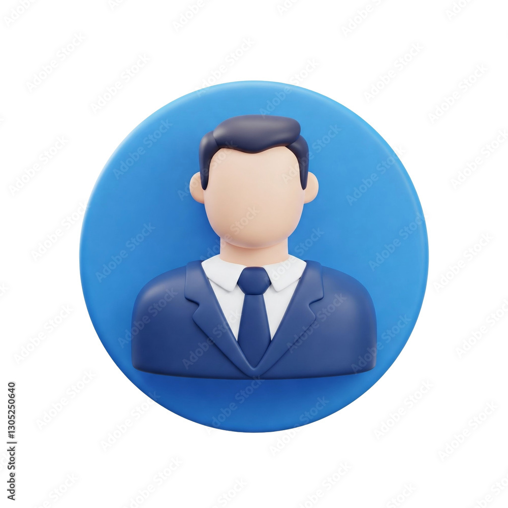 Variety of 3D Male Icon Characters with Suit inside Circles Isolated Variety of 3D Male Icon Characters with Suit inside Circles Isolated