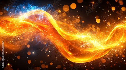Fiery Wave Energy Sparkles Dark Background