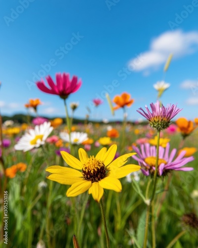 Regenerative Landscape Vibrant Native Wildflower Meadow Capturing Ecological Resilience and Climate-Positive Environmental Restoration