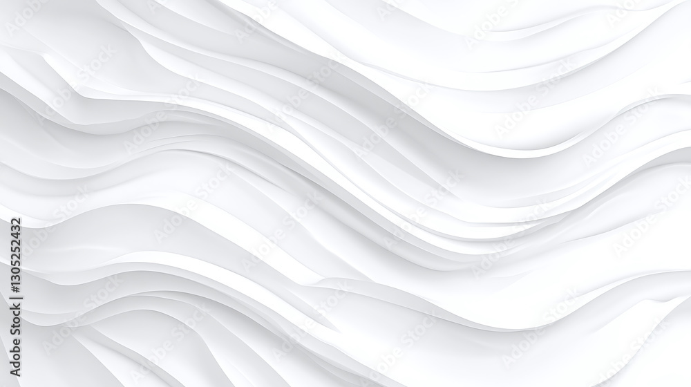 Fototapeta premium Elegant white abstract flowing curves creating a gentle wave-like pattern for a clean, modern, and minimalist aesthetic, great for backgrounds or textures.