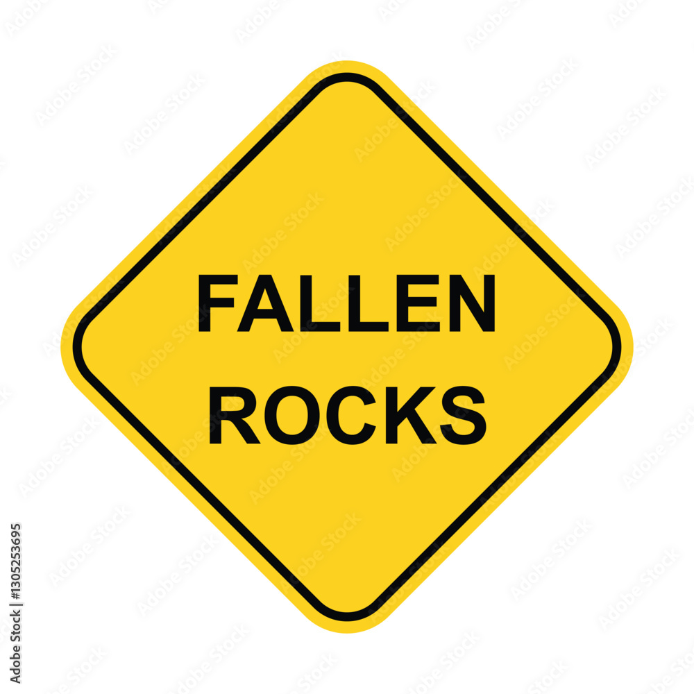 Fallen rocks warning road sign vector on white background Fallen rocks warning road sign vector on white background