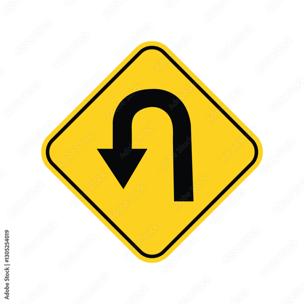Traffic sign, Left U-Turn sign vector on white background Traffic sign, Left U-Turn sign vector on white background