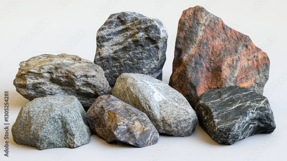 A Collection of Various Textured Rocks Displaying Natural Patterns and Distinct Colors Ideal for Background, Nature Themes, or Geological Illustrations in Stock Photography A Collection of Various Textured Rocks Displaying Natural Patterns and Distinct Colors Ideal for Background, Nature Themes, or Geological Illustrations in Stock Photography
