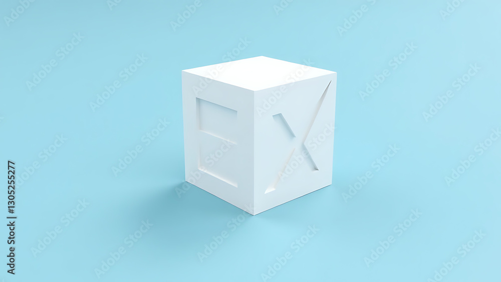 Obraz premium white sketchup app icon sits pale blue background clean simple lines bright white edges digital illustration style