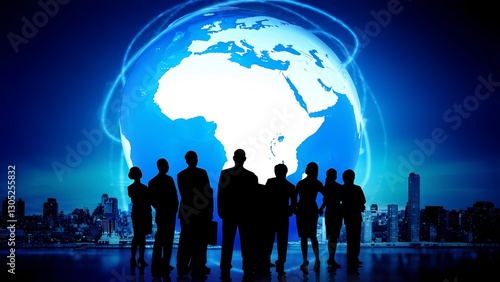 Wallpaper Mural Global networking event uniting business leaders urban setting digital art nighttime view collaboration concept Torontodigital.ca