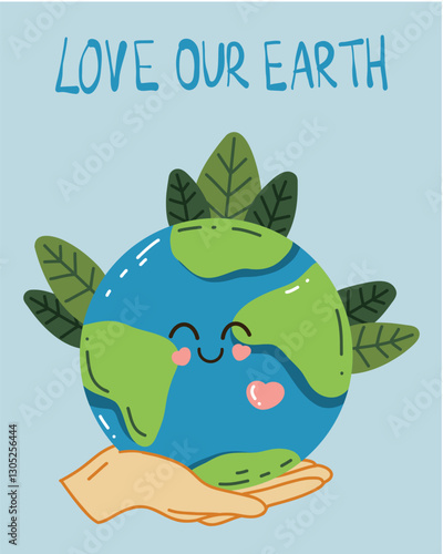 Vector collection of banners dedicated to Mother Earth Day. Bright cartoon design about the love of the planet. Let's save our land. With a love for ecology. Postcard, background
