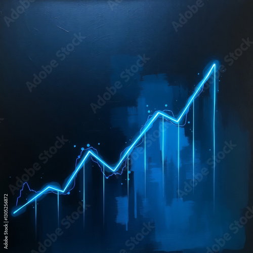 futuristic data visualization of a neon blue financial growth chart 