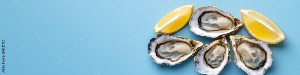 Gourmet Seafood Minimalism Fresh Oysters on Ice with Citrus - Luxury Raw Bar Experience, Culinary Art and Sustainable Gastronomy Trend Gourmet Seafood Minimalism Fresh Oysters on Ice with Citrus - Luxury Raw Bar Experience, Culinary Art and Sustainable Gastronomy Trend