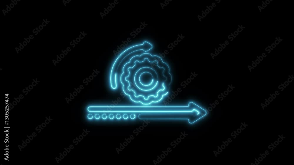 Glowing neon cogwheel icon isolated on black background. HD Video motion graphic animation icon Glowing neon cogwheel icon isolated on black background. HD Video motion graphic animation icon
