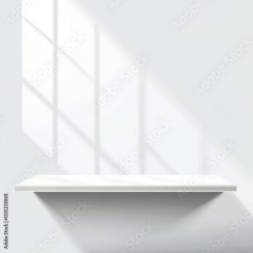 White empty shelf for product advertising on white background
