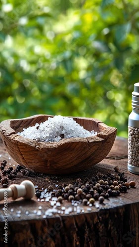 salt pepper seasoning on a wooden table