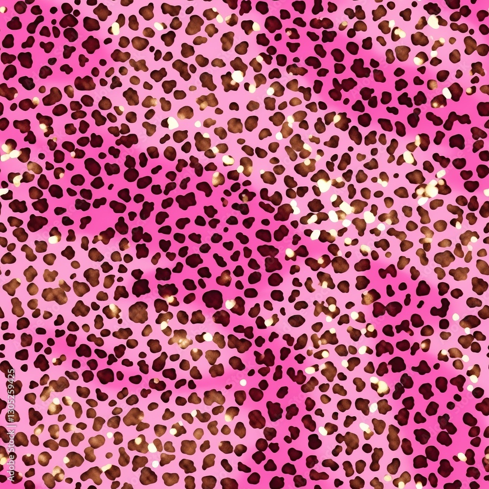 Obraz premium Seamless pattern with Pink and Black leopard print, Ai Generated