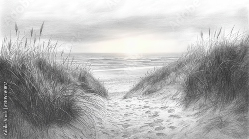 Sandy Path to Ocean Sunset.