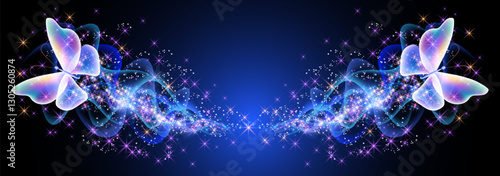 Flying butterflies with sparkle and blazing trail