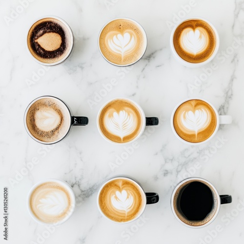 Minimalist Coffee Culture Artisan Latte Art Showcase on Luxe Marble - Visual Storytelling for Specialty Cafe Branding and Aesthetic Beverage Experience