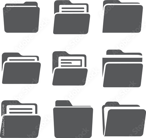 File folder icon set Vector EPS 10 format