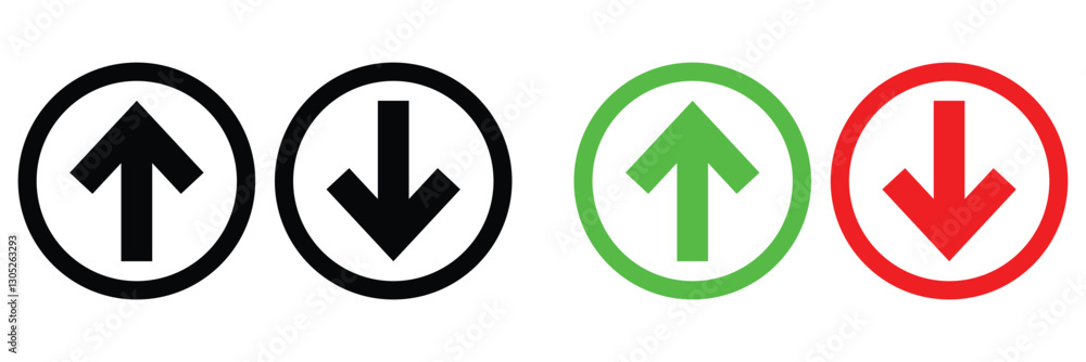 Arrow set vector, arrow up, arrow down. Red down green up arrow icon sign vector. Arrow set vector, arrow up, arrow down. Red down green up arrow icon sign vector.