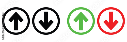 Arrow set vector, arrow up, arrow down. Red down green up arrow icon sign vector.