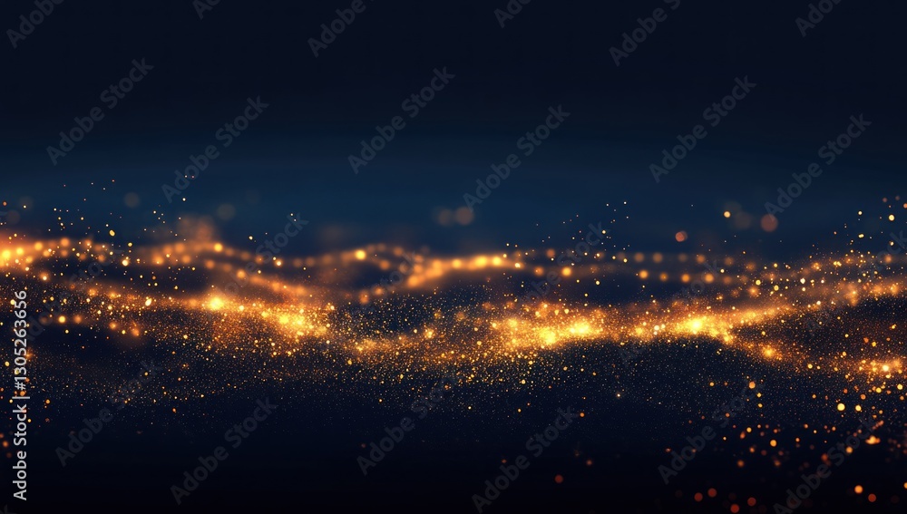 Abstract gold glitter particles flowing over dark background. Abstract gold glitter particles flowing over dark background.