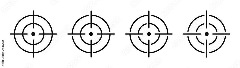 Aim icon set. Target aim symbol. Sniper crosshair. Shooting game and accuracy. Editable width Aim icon set. Target aim symbol. Sniper crosshair. Shooting game and accuracy. Editable width