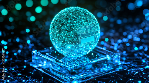Fototapeta Naklejka Na Ścianę i Meble -  Innovative digital sphere visualization virtual environment 3d model abstract concept high-tech perspective