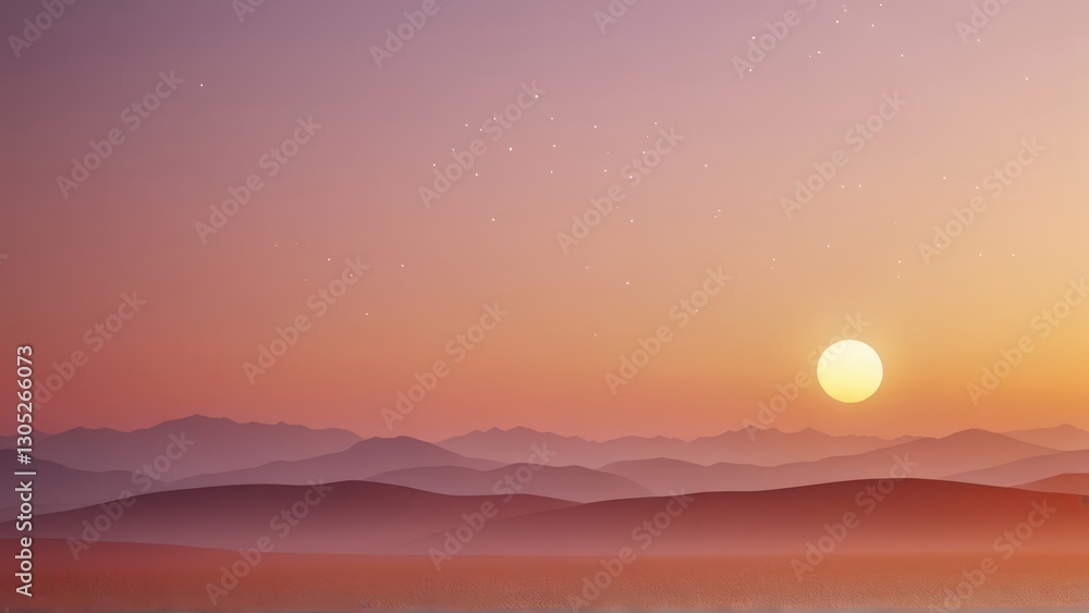 Obraz premium Solitary sun against a dusky, gradient sky. Minimalist, serene image perfect for nature, sunset, or atmospheric design projects.